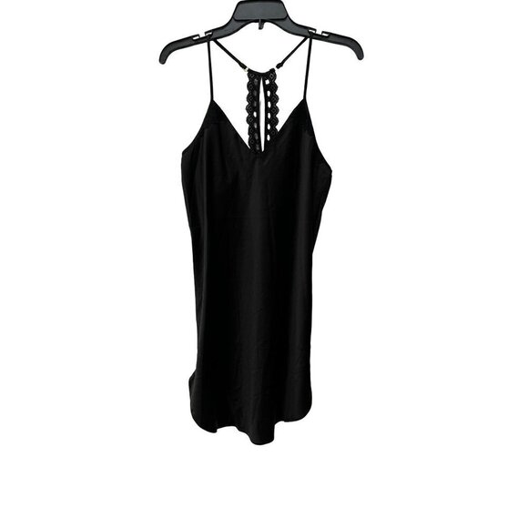 NWOT FLORA NIKROOZ Size S CHEMISE Lace detail back BLACK - Picture 1 of 12